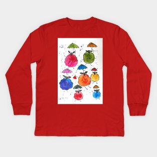 Quirky sheep and their umbrellas Kids Long Sleeve T-Shirt